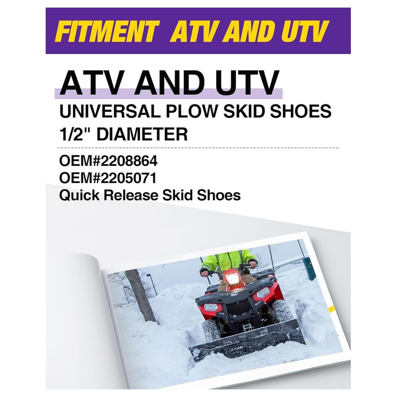 2pcs Snow Plow Shoes, Metal Height Adjustable Snow Plow Skid