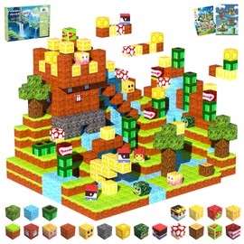 SSAWER Magnetic Blocks, Magnetic Tiles Building Blocks, Magnet Cubes STEM Sensory Game Toys Christmas Birthday Gifts for Kids Boys Girls Age 3+ (Forest)