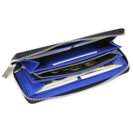 Lanvin On Blue 516606 Loges Long Wallet with Round Zipper Coin Purse, blue