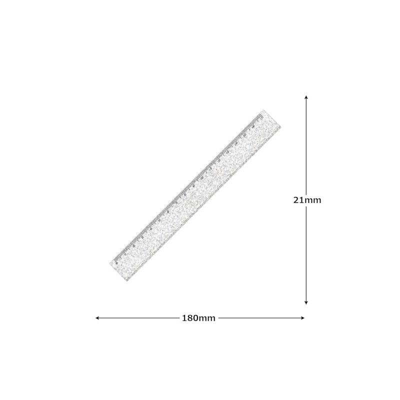 Camio Japan Love Glow 229939 Glitter Slim Ruler, 6.7 inches