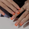 KQueenest Neon Orange French Tip Press On Nails Short Square,