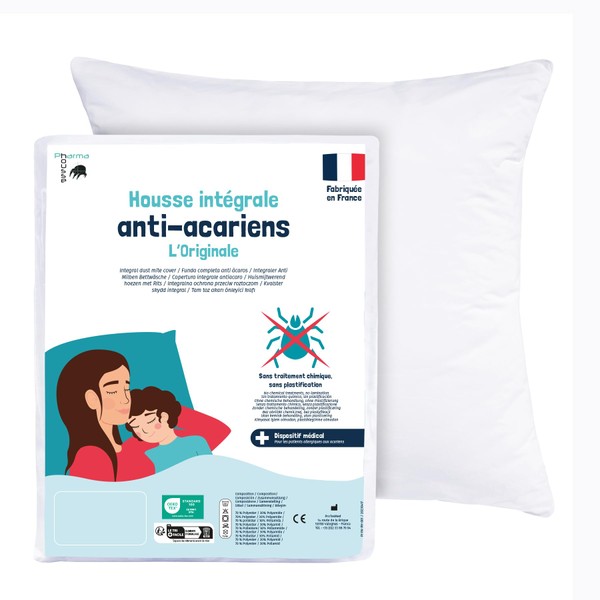 Pharma-Housse - Anti-Dust Mite Cushion Cover - Breathable, Anti-Allergic Pillow Protector - Barrier Cover without Lamination