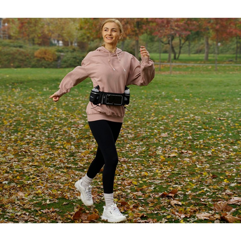 Winners' Dual Pocket Hydration Running Belt; Fits All Smartphones w/Touchscreen-Compatible