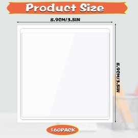 160 Pcs Self Adhesive Index Card Pockets 3.5 x 3.5 Inch Square Label Pockets Clear Adhesive Pockets Peel and Stick Plastic Label Holder Business Cards Photo Sleeves for Home Office School Library