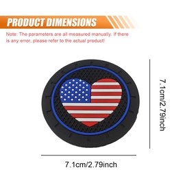 GAOLAOSY 2PCS Car Cup Holder Coasters, 2.75 Inch American Flag Non-Slip Shockproof Insert Drink Mat, Vehicle Interior Decoration Accessories for Women Men (Black)