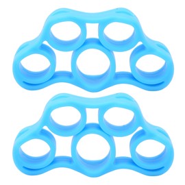 2pcs Silicone Finger Exerciser Improve Finger Dexterity High Flexibility Hand Grip Strengthener Hand Resistance Bands for Elderly Light Blue 6.6LB