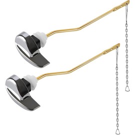 2Pack Toilet Handle Lever Flush Replacement, Universal Side Mount Toilet Flush Handle Tank Lever with 2 Pieces Stainless Steel Flapper Chains Fits Most Toilets, Chrome Finish, Easy Install