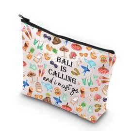 MYSOMY Bali Indonesia Travel Gift Bali Travel Makeup Bag Bali Souvenir Cosmetic Bag Bali Honeymoon Gift Welcome to Bali Gift (Bali Bag)