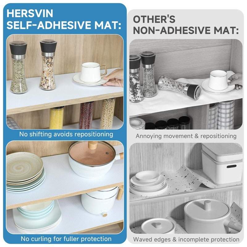 Hersvin Shelf Liners 10 in x 20 ft Self-Adhesive EVA