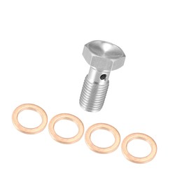 ACROPIX Banjo Bolt Brake Fitting Adapter Kit 3 an 3/8"x24 Brake Line Thread Single Banjo Bolt with 4 Copper Washers Car Parts