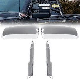 Tow Mirror Caps Replacement for Chevy Silverado GMC Sierra 2020 2021 2022 2023 2024 2500HD 3500HD Chrome Driver Side Door Mirror Housing Lower+Upper Cover 84468905 84468911
