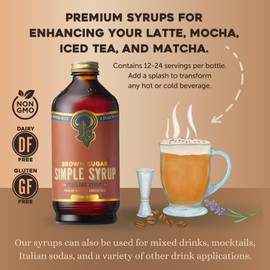 Portland Syrups Brown Sugar Simple Syrup - Drink Mix for Crafting Cocktails, Sugar Syrup for Drinks, Simple Syrup for Coffee, Mocktails, Baking, 12 oz, Pack of 2