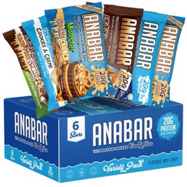 Anabar Protein Bar, The Sampler Pack, The Protein-Packed Candy Bar, World's Best Tasting Protein Bar, No Sugar Alcohols, High Protein, Amazingly Delicious, 20 Grams of Protein (6 Bars, Crunch & Crumble Pack)