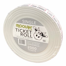 Moolah Single Raffle Ticket Roll, White, 2000 Count (729202)