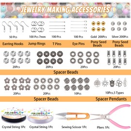 JOJOPLAY Lava Beads and Natural Stone Beads Kit with Jewelry Finding Spacer Beads for Bracelet Necklace Jewelry Making DIY Crafts Supplies (1150Pcs)