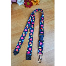 Lanyard neck strap for id card badge holder with safety clip breakaway 2cmx43cm SpiriuS (Multi Hearts)