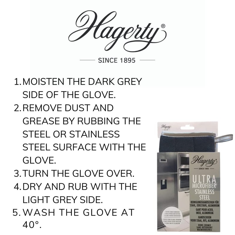 Hagerty Microfiber Gloves Stainless Steel Kitchen Cleaning Kit - Pack