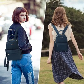 LOVEVOOK Small Backpack Women's Small City Backpack Handbag 2 in 1 Waterproof Daypack with USB Mini Backpack Women Elegant Casual Daypack for Travel Leisure Shopping Work, blue, Casual