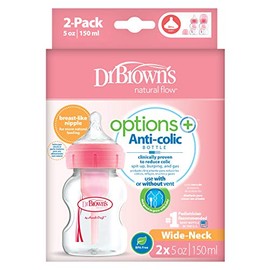 Dr Brown's 5Oz/150Ml Pp Wide-Neck Options+ Bottle (Pink) 2-Pack