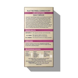 RoC Retinol Correxion Pore Refining Line Suero suavizante, tratamiento diario antienvejecimiento de arrugas con escualano, cuidado de la piel para lín