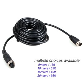 Extension Cable for Camera System, Power Cable GX12-4 / M12 with 4-Pin Connector for Car Camera & Monitor Power Video Cord Extension Waterproof for RV Car Truck Bus Van Trailer Camper (66FT/ 20M)