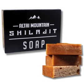 Altai Mountain Shilajit Handmade Cold-Pressed Soap Bar with Natural Oils, Minerals, and Botanical Extracts for a Gentle and Refreshing Cleansing Experience, 100g