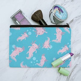 Cute Axolotl Mexican Walking Fish Makeup Cosmetic Bag Organizer Pouch