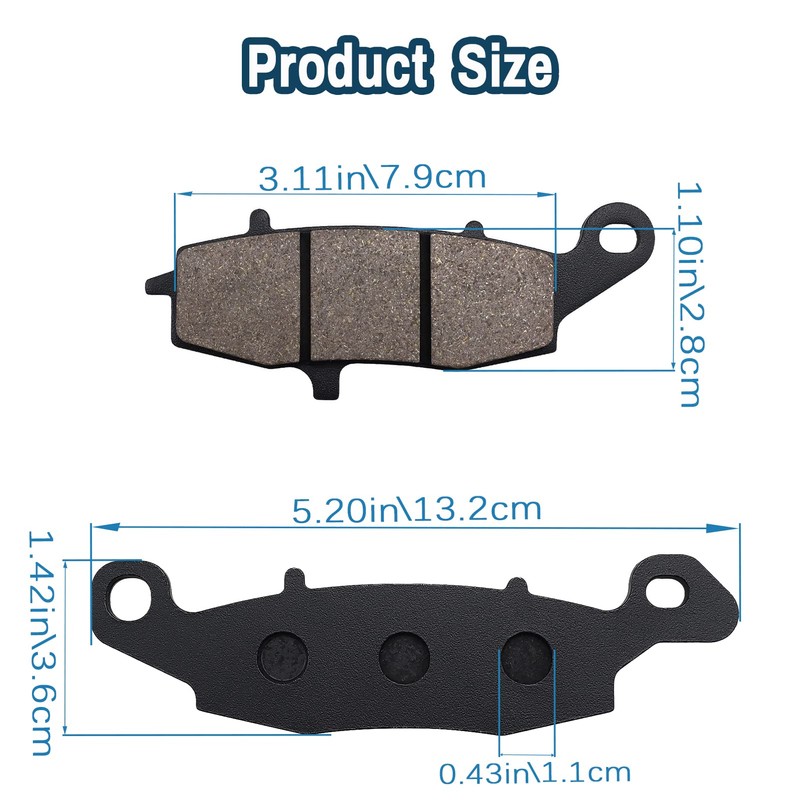 Yerbay Brake Pads Front/Rear Kit for Kawasaki VN900 Vulcan Classic