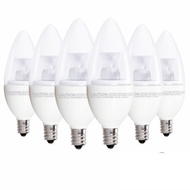 sunplux E12 LED Candelabra Light Bulb, Dimmable 40W Equivalent Candle Light LED Bulb, Warm White 2700K, Filament Clear Glass C37 Light Bulb, Pack of 6