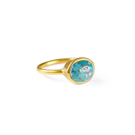 Turquoise ring, stackable ring, Vermeil Gold or silver, bezel set ring, oval ring, blue gemstone ring, December Birthstone ring, Sleeping Beauty Turquoise [rOMB]