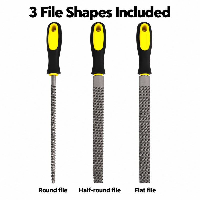 3-Piece Wood File Set – Carbon Steel Rasp Tools with