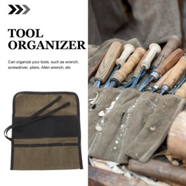 Uonlytech Roll Tool Bag Canvas Roll Up Pouch Wrench Organizer with Pockets Wood Carving Hammers Gouges Palm Tools Bag for Mechanic Carpenter Electrician