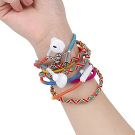 URIZONS In-Ear 3,5mm bunt Kopfhörer Kabel - Kopfhorer mit Mikrofon und Fernbedienung handgefertigte Stoff geflochtene Tribe Thread Wrapped Armband