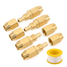 Air Hose Repair Kit - 1/4 Inch Air Hose Fittings, Solid Brass Reusable Air Hose