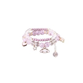 NIQIPOK Crystal Bead Bracelet Cute Cartoon Kawaii Elastic Beaded Bracelets for Women,Kawaii Crystal Beads Anime Relationship Matching Bracelet for Best Bracelets (Purple)