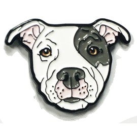 Gray Eyed White Pitbull American Bully Pit Bull Terrier Breed Dog Lover Enamel Lapel Pin …