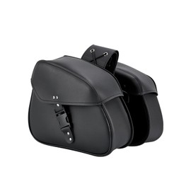 Motorcycle Saddle Bags Synthetic Leather Motorcycle Luggage Bag Waterproof Throw Over Saddlebags For Motorcycle Softails Sportsters Choppers Dyna V-star Shadow (Single Buckle, Black, 12.6 X 8 X 10)