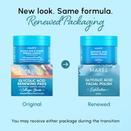 MAREE Almohadillas de ácido glicólico - Discos tonificantes para la limpieza facial - Disco exfoliante con aceite de árbol de té, ácido salicílico y v