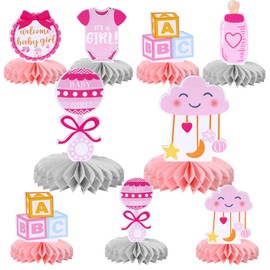 6 Stück Babyparty-Dekorationen, Waben-Tischaufsätze, Oh Baby Welcome Baby Girl Tischaufsätze, It's a Girl, Wabenaufsatz, für Gender Reveal, Babyparty, Mädchen, Geburtstag, Partyzubehör, Rosa