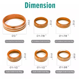 CyanStone 6x Knob Rings for Bronco 21+, Interior Aluminum Bronco Knob Trims - Orange