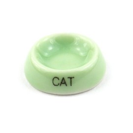 MyTinyWorld Dolls House Miniature Green Handmade Cat Bowl