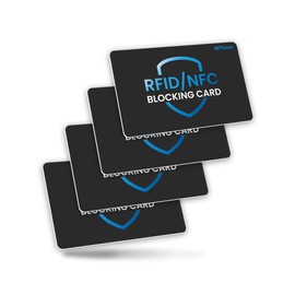WHonor 4-Pack Anti-Skimming Cards, RFID/NFC Blocking, For Credit Cards, IC Cards, Passport, Radio Blocking, Personal Information Protection, Black