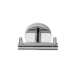 Croydex Flexi-Fix Britannia Durable Brass and Stainless Steel Construction Flat Double Robe Hook, Silver