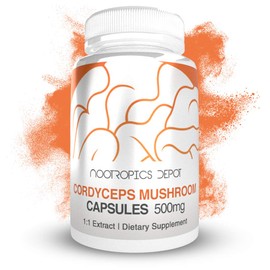Nootropics Depot Cordyceps Mushroom Capsules | 500mg | 60 Count | Cordyceps militaris | Whole Fruiting Body Mushroom Exract | Supports Healthy Immune System
