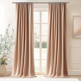 Topfinel Velvet Curtains Blackout Curtains 84 Inches Long, Blush Pink Beige Rose Gold Room Darkening Thermal Insulated Soundproof Modern Nursery Rod Pocket Crushed Velvet Drapes for Bedroom 2 Panels