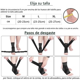 2 PCS Tobillera para Esguince Ortopédica,Ajustable Protección de Tobillo,Tobillera deportiva,para Hombres y Mujeres,Tobillera ortopédica de compresión antideslizante para fitness, esguinces de tobillo(Negro, Large)