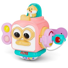 OSIMILY Montessori Toys for 1 Year Old, Sensory Toys for Toddlers 1-3, Travel Activities Busy Cube, Baby Gifts for 12 18 Month, Motor Skills Educational Learning Toys (Pink)