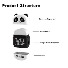 8 Pack 2-in-1 Pencil & Crayon Sharpeners with Erasers - Animal Theme Manual Sharpeners for Kids, School, Office & Home | Handheld Single Hole Design with Lid |Panda/Bear/Puppy/Tiger Sharpener Set