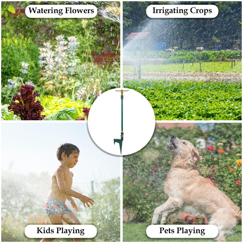 ARICOR 2 Pack 3-Arm Garden Sprinkler, 360 Degree Rotation Garden