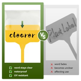 65Pack Outdoor Plant Label, Yellow Plastic Plant Tags T-Type Tags Garden Markers with Waterproof Protective Cover for Herbs, Flowers, Vegetables & Nursery Use